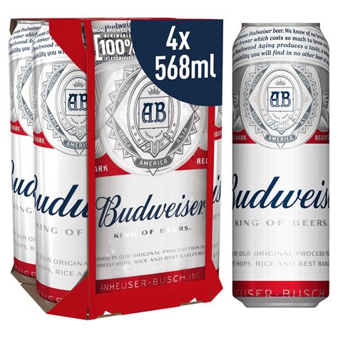 Budweiser Beer Cans 4 x 568ml | Beer | Iceland Foods