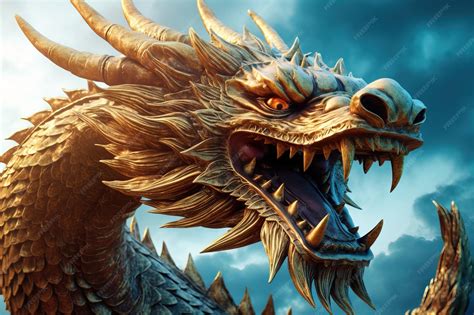 Premium AI Image | chinese dragon statue Chinese mythological creatures