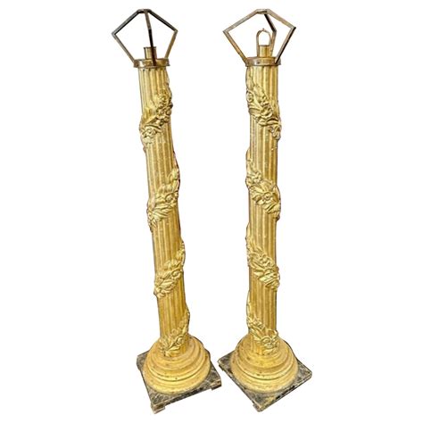 Pair of Antique Victorian Style Giltwood Floor Lamps For Sale at ...