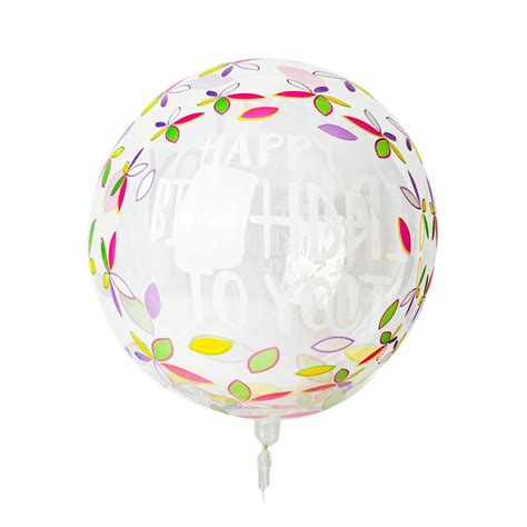 Hippity Hop Balloon Happy birthday to you & leaves Printed Transparent ...