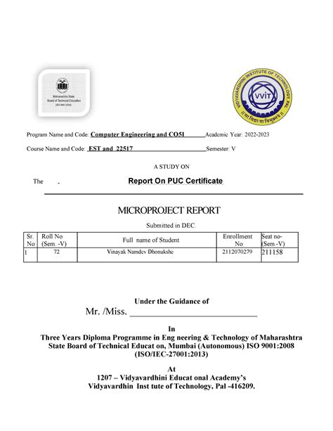 Est Microproject - Program Name and Code: Computer Engineering and CO5I ...