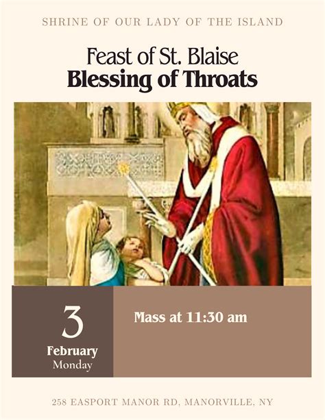 Feast of St. Blaise — Shrine of Our Lady of the Island