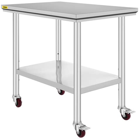 Stainless Steel Work Table 36x24 Inch with 4 Wheels Commercial Food ...