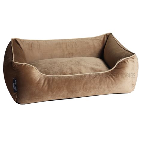 Taupe Luxurious Dog Bed Removable Italian Velvet Cover & Machine Washa ...