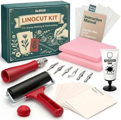 Linocut Tools Block Printing Kit: Stamp Carving Printing Making Kit ...