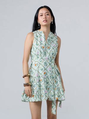 Buy Twenty Dresses by Nykaa Fashion Mint Green Printed V Neck Fit and ...