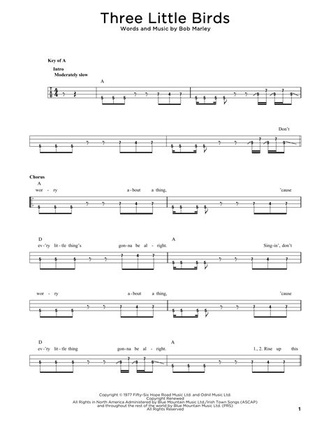 Three Little Birds by Bob Marley - Easy Bass Tab - Guitar Instructor