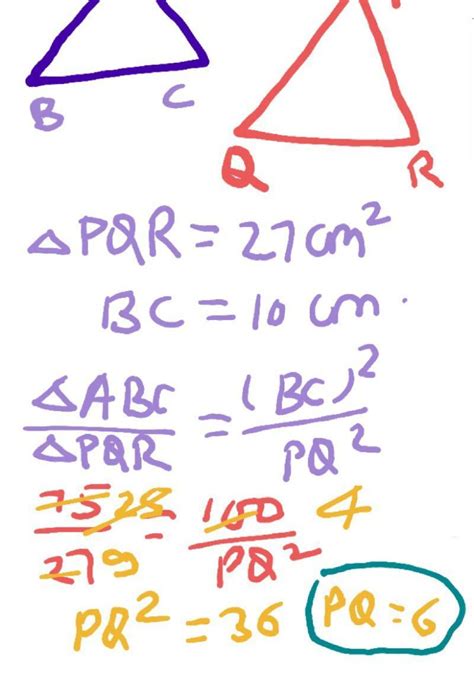 if triangle PQR similar triangle ABC if area (PQR)=27cm², area (ABC ...