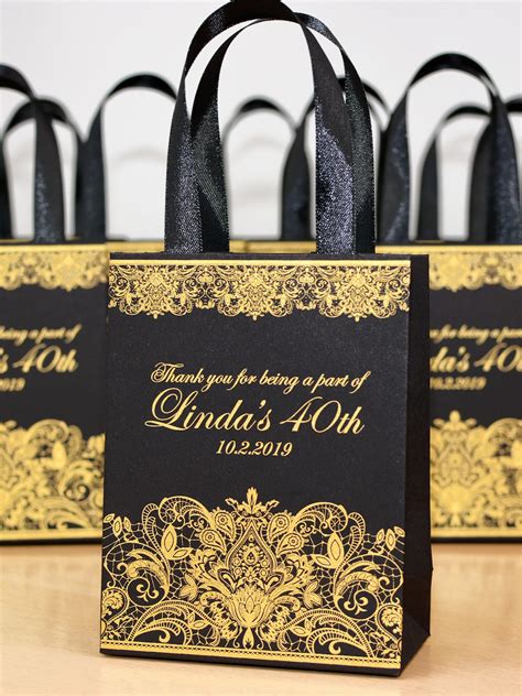 35 Black & Gold Birthday Party Gift Bags With Satin Ribbon Handles and ...