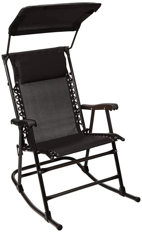 AmazonBasics Foldable Rocking Chair with Canopy (Black, Alloy Steel ...