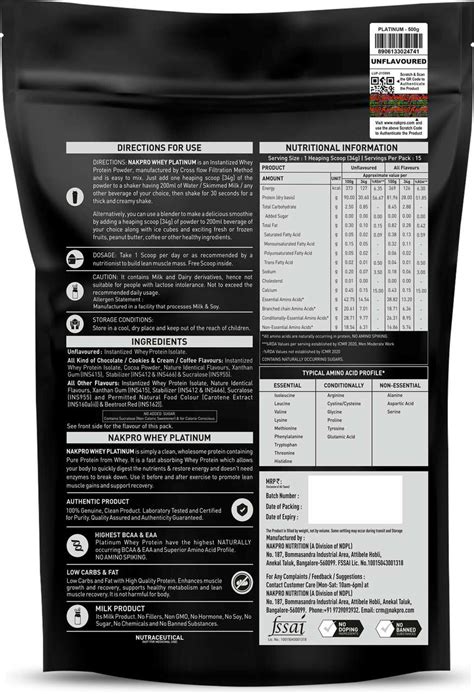Nakpro PLATINUM 100% Whey Protein Isolate Supplement Powder Whey ...