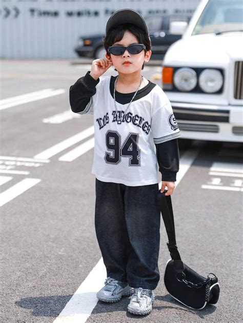 SHEIN Genkimix Kids Young Boy Casual Color Block Short Sleeve T-Shirt ...