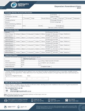 Dependent Amendment Form - Blank Fillable Template | Fill Out, Print ...