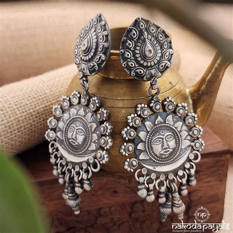 Tribal Sun Oxidised Chandbali (C8215) – Nakoda Payals