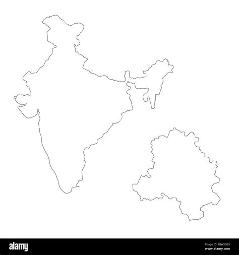 Vector map India and New Delhi. Country and capital. Isolated vector Illustration. Outline. EPS ...