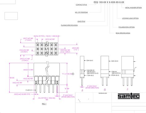 ESQ Series Drawing Datasheet by Samtec Inc. | Digi-Key Electronics