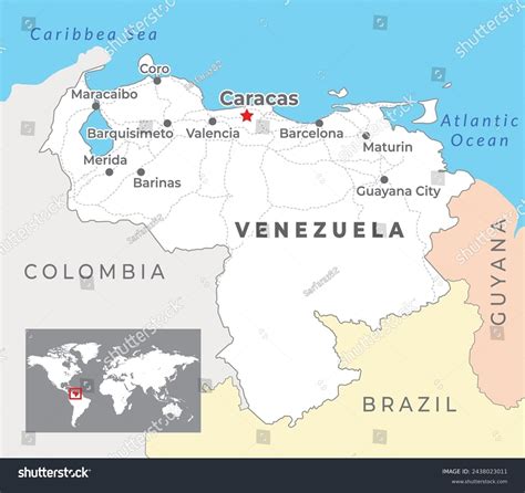 Venezuela Map Capital Caracas Most Important Stock Vector (Royalty Free) 2438023011 | Shutterstock