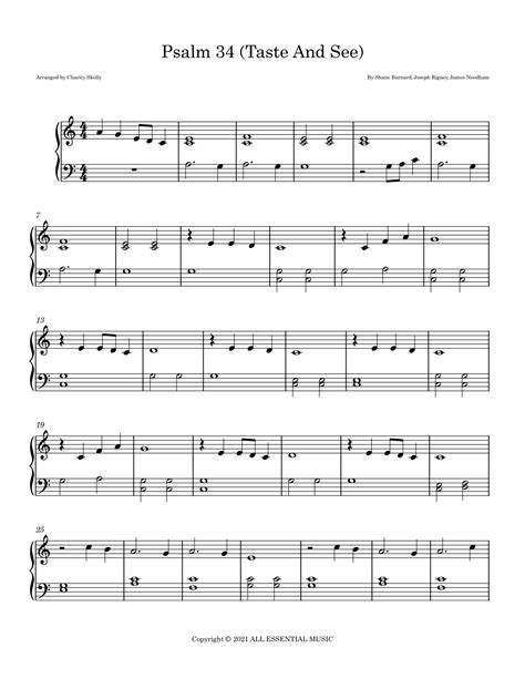 Psalm 34 (taste And See) (arr. Charity Skelly) by Shane And Shane Sheet Music for Easy Piano at ...