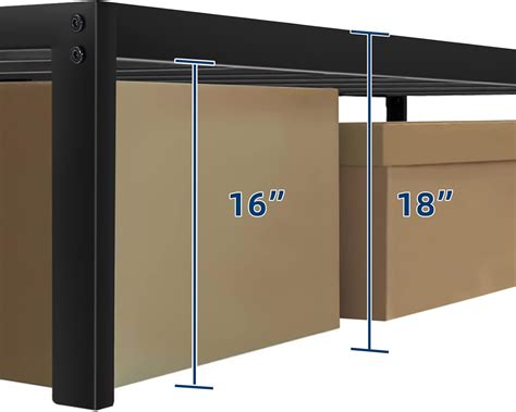 Buy LUSIMO 18 Inch Tall Metal Bed Frame Queen Heavy Duty Ded Frame ...