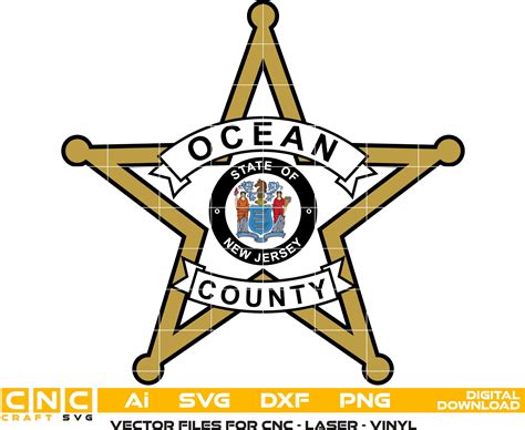 Ocean County Sheriff Badge, New Jersey Sheriff Badge Colour file for L