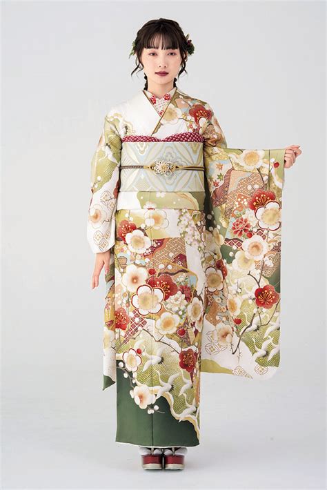 振袖日和 B702 #白 #灰色 #white #gray 振袖 | 名古屋・岐阜の成人式ならハタチの振袖 アンジュ