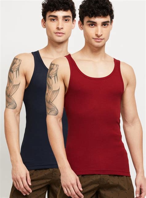 Buy Men Ribbed Racerback Vest - Set of 2 Online at just Rs. 499.0 ...