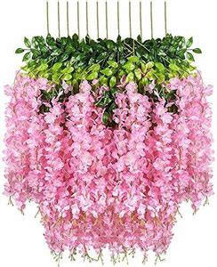 oe Pink Westeria Artificial Flower (42 inch, Pack of 6, Vine & Creepers ...