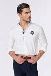 Buy Off White Polyester Embroidery Plain Full Sleeve Shirt For Men by S ...