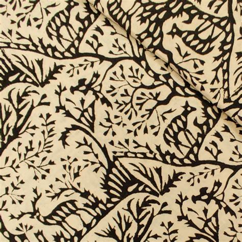 Pure Cotton Bagru Cream With Deer In A Jungle Hand Block Print Fabric ...