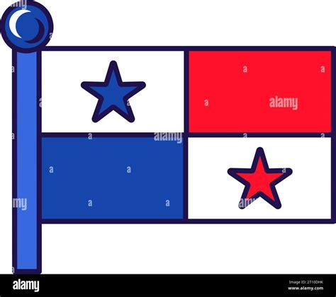Panama country nation flag on flagpole vector. Blue and red fields ...