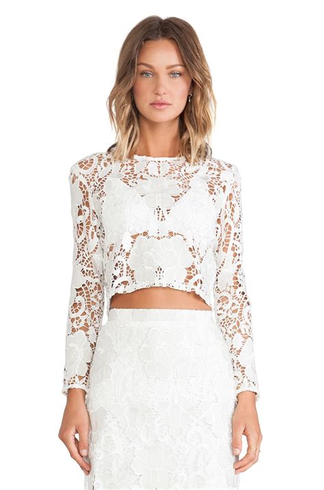 Alexis Laiden Lace Crop Top in White Embroidered Lace | REVOLVE