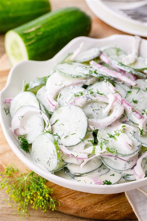 Creamy Dill Cucumber Salad with Sour Cream and Fresh Baby Dill ...