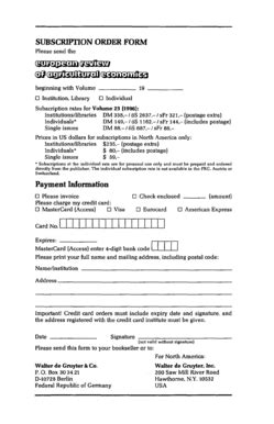 Fillable Online erae oxfordjournals SUBSCRIPTION ORDER FORM Payment ...