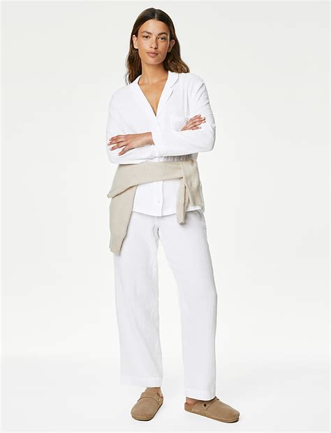 Buy Pure Cotton Revere Collar Pyjama Set at Marks & Spencer