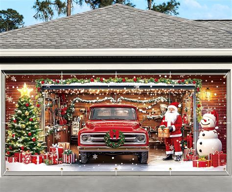 Amazon.com: Gtmileo 2-Car Garage Door Christmas Decorations 7 x 16 ft ...