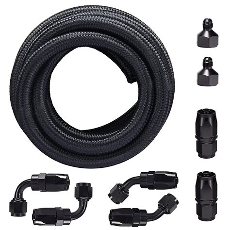 ESPEEDER 10Ft 6AN Fuel Cell Gas Tank 3/8 Nylon Braided Oil Hose Line+ ...