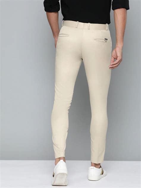 DENNISON Men Beige Smart Tapered Fit Solid Regular Trousers – Dennison ...