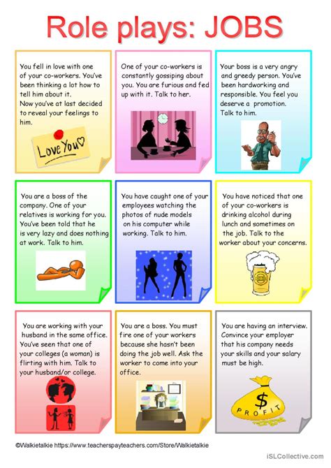 ROLE PLAYS - JOBS discussion starter…: English ESL worksheets pdf & doc