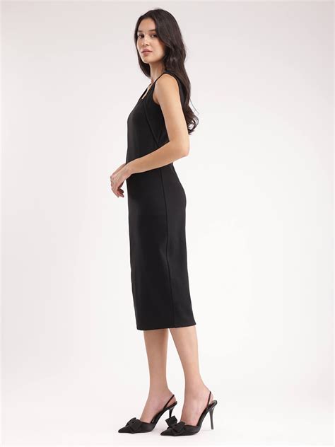 Buy Black Bodycon Knitted Dress Online | FableStreet