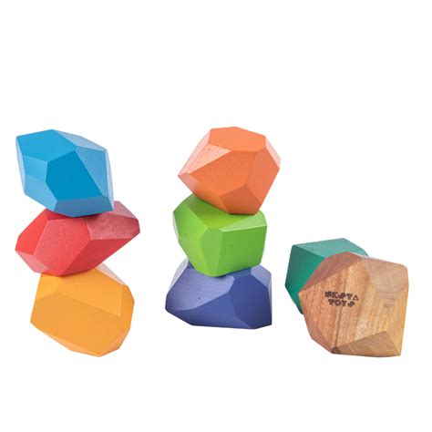 NESTA TOYS - Wooden Stone Balancing Blocks | Rainbow Stacking Sensory ...