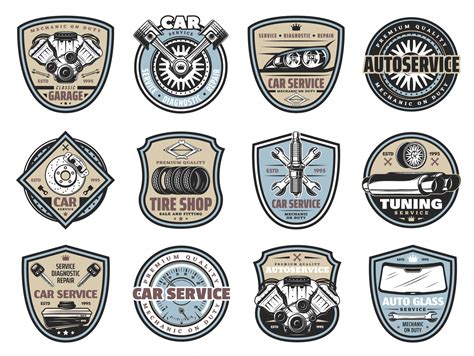 Car service, repair mechanic garage vector badges 16162586 Vector Art ...