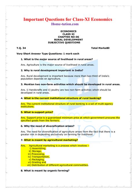 Rural Development Project Work Class 11 的图像结果