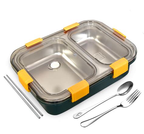 Buy Darkpyro 2 Compartment Stainless Steel Lunch Box with Spoon,Fork ...