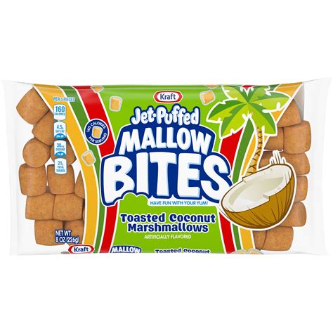 Jet-Puffed Mallow Bites Toasted Coconut Marshmallows, 8 oz Bag ...