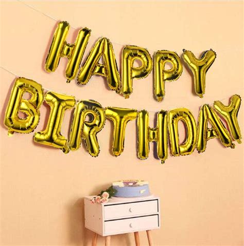AMFIN® (16 Inch) Happy Birthday Letter Foil Balloon Birthday Party ...