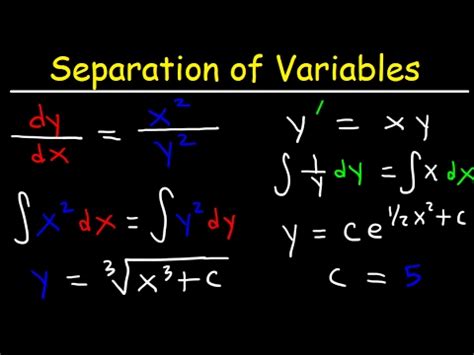 Basic Introduction: Separable First Order Differential Equations Video ...