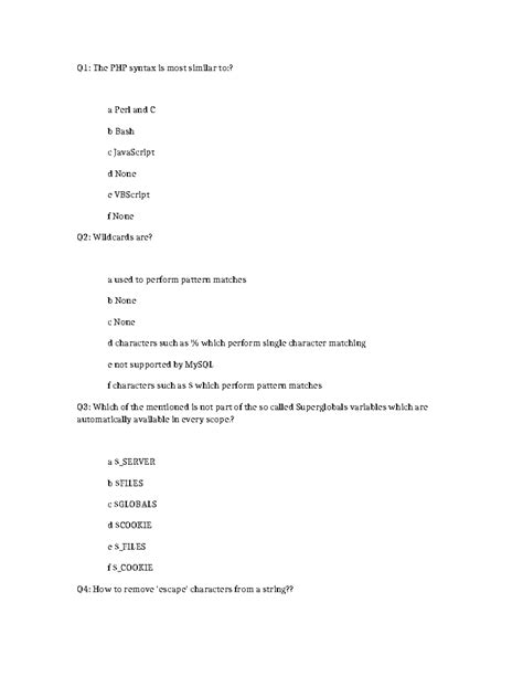 5 Answer for IISN - course material - Q1: The PHP syntax is most ...