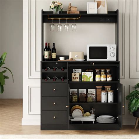 Microwave Stands: 67'' Kitchen Pantry Cabinet with Microwave Shelf & W ...