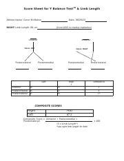Image result for Y Balance Test Data Collection Sheet
