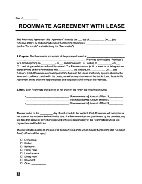 Free Roommate Agreement Template | PDF & Word